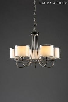 Laura Ashley Chrome Southwell 5 Light Chandelier and Glass Shades